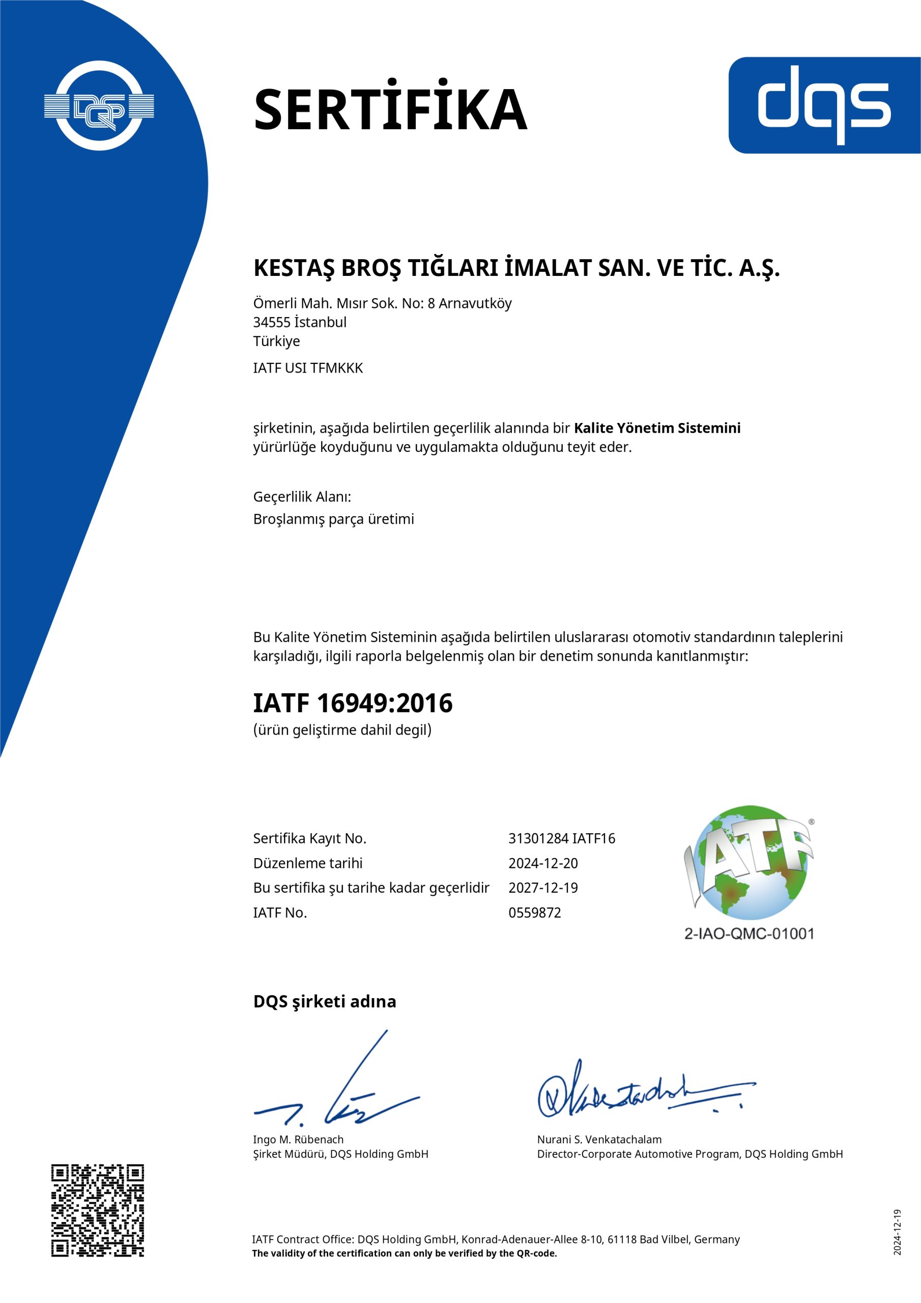 IATF 16949 Sertifikası
